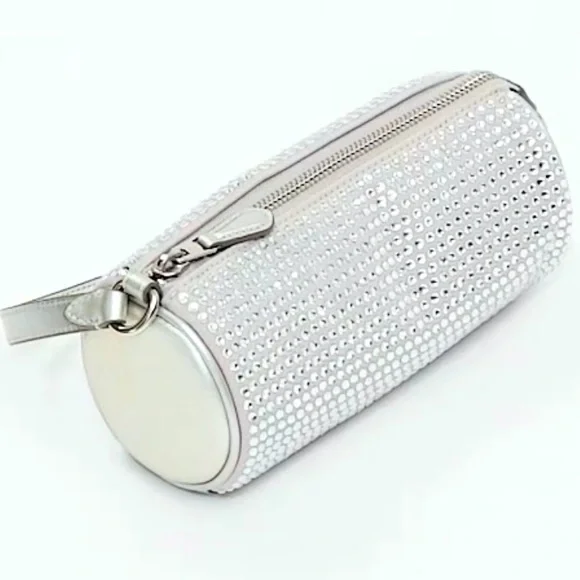 NWT Coach Silver & Gray w/Crystals Cylinder Wristlet/Purse - Picture 3 of 9